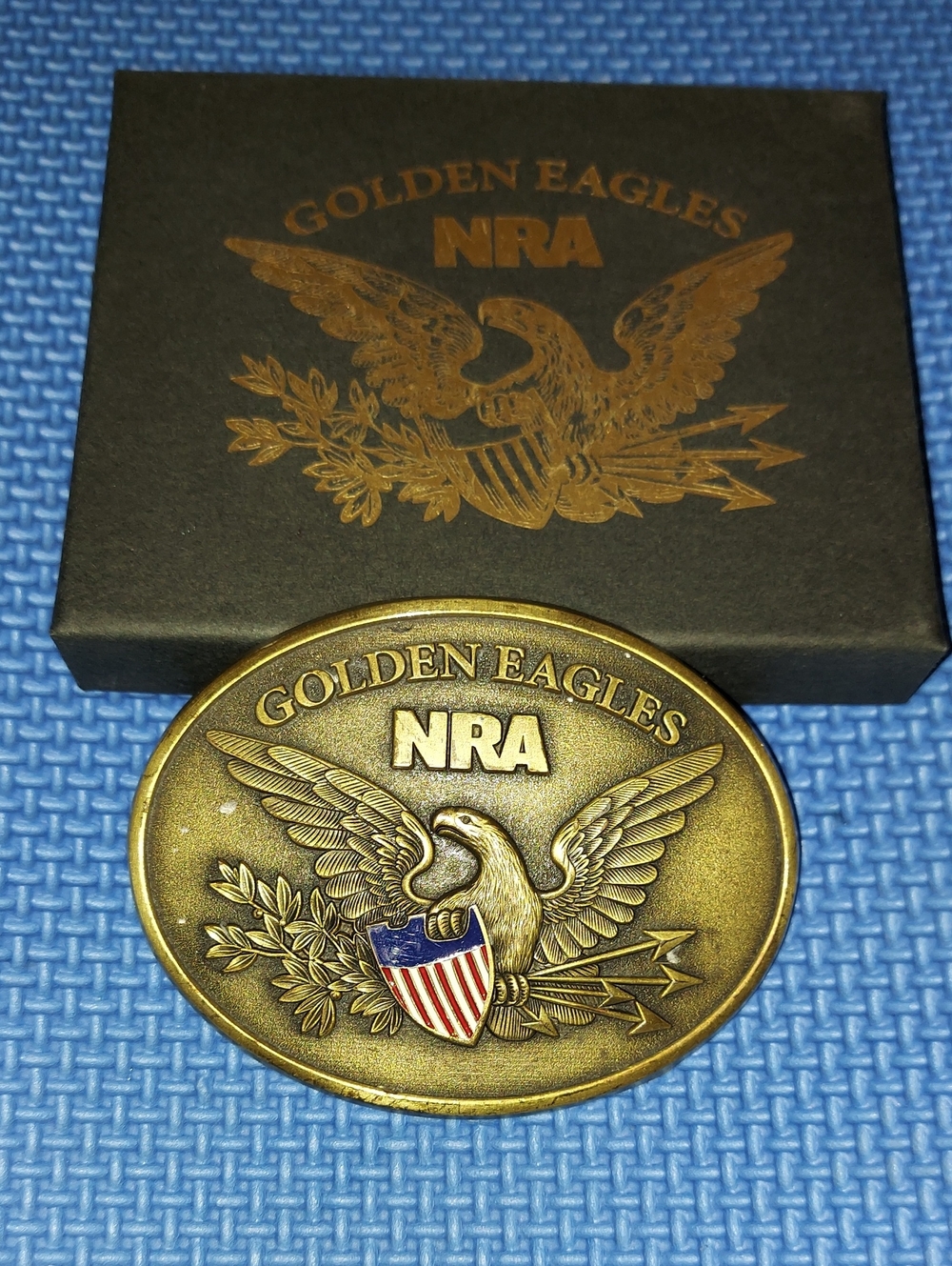 NRA Golden Eagles Brass Belt Buckle